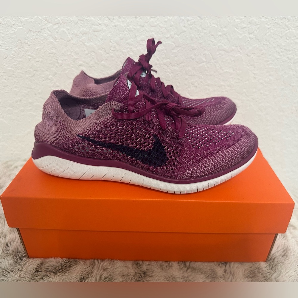 Nike Free RN Flyknit 2018 Sz. 7 Women Burgundy /Pink/Black 942839-600  New
